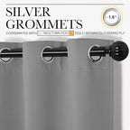 NICETOWN Silver Grey Room Darkening Curtain Panels 96" Long - Image 3