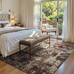Area Rug 4x6 Brown Rug Washable Boho Rugs Non Slip Low Pile Abstract Coffee - Image 3