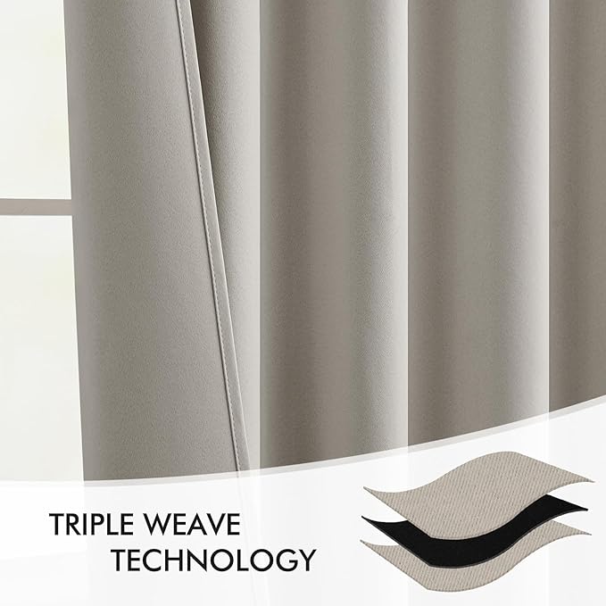 MIULEE Natural Back Tab Blackout Curtains 90 Inches Long 2 Panels Set - Image 7