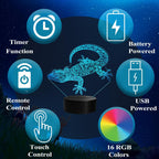 Leopard Gecko 3D Night Light, 16 Colors with Remote Control, Timer, RGB Flashing Mode, Dimmable LED Illusion Lamp, Lizard Accessories for Birthday Holiday Christmas Decor