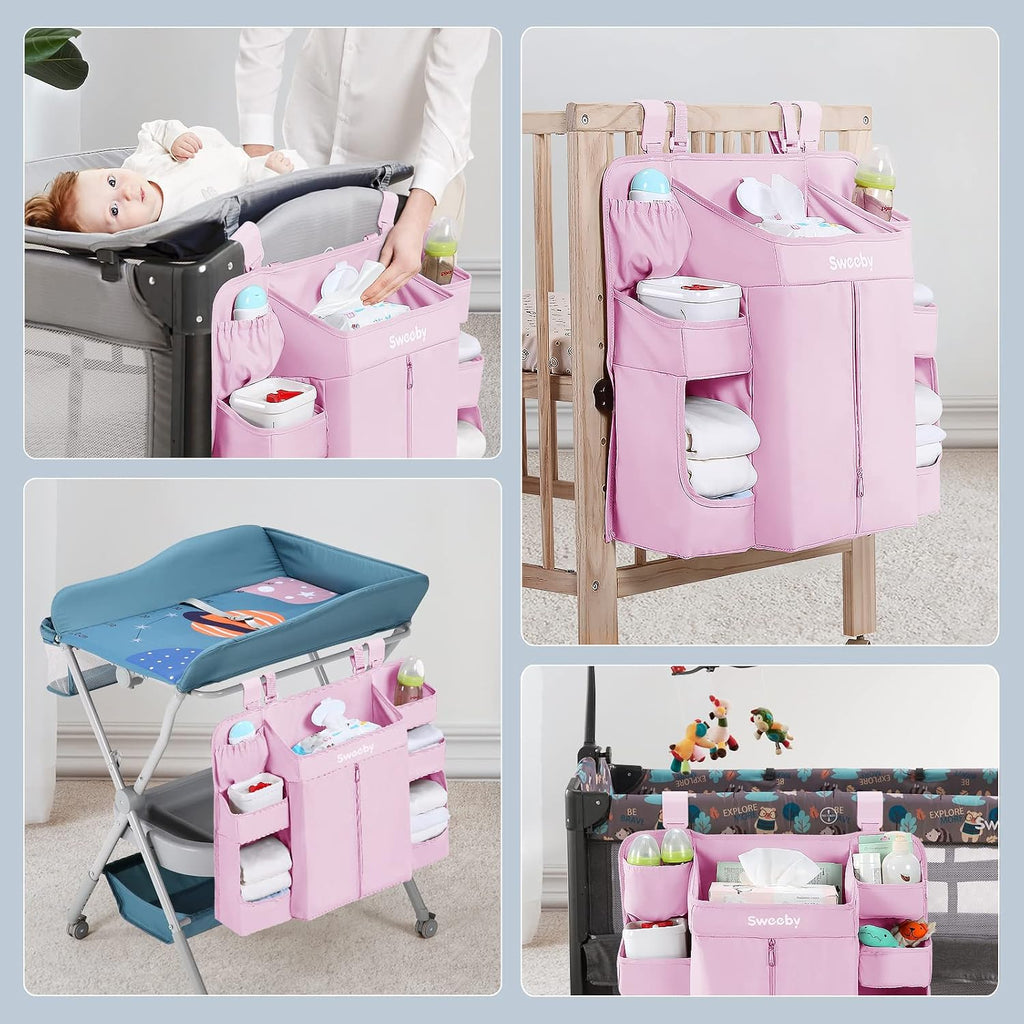 Sweeby Diaper Organizer for Changing Table and Crib - Nursery Diaper Stacker Hanging Caddy for Baby Essentials