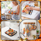 Fourluoo 10 Pcs Fall Kitchen Decor Hello Pumpkin Kitchen Accessories Set