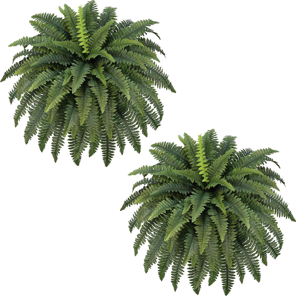 FOREST PRINCE 35" Fake Ferns Artificial Bush Plants for Outdoors, 2-Pack