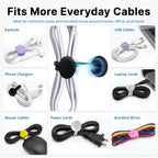 COOLMI Magnetic Cable Ties 12 Pack, 6.88 Inch Reusable Silicone Cord Organizer Wraps, Magnetic Cable Straps for Charging Cords, USB Cables, Earbuds, Travel, Black & Assorted