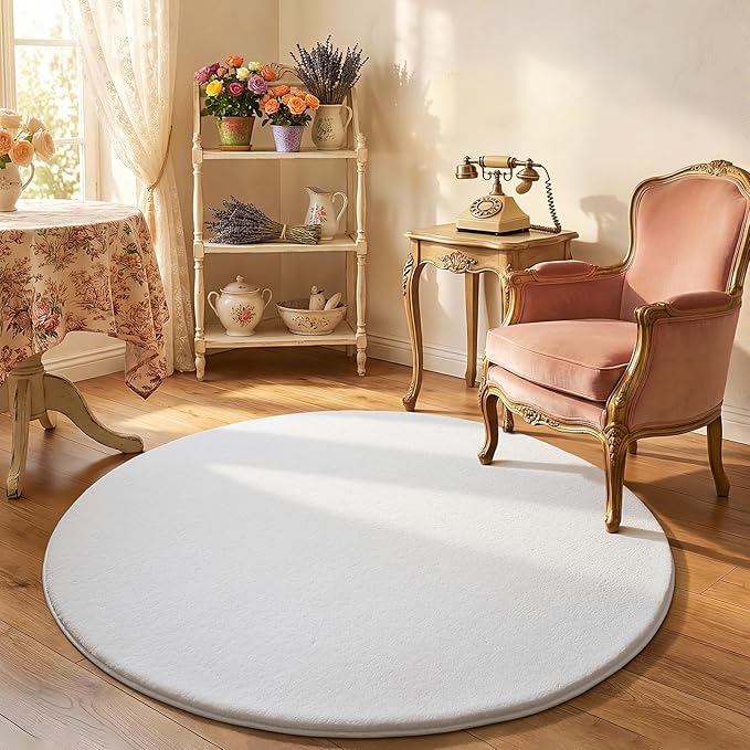 Amearea White Round Area Rugs 4ft Washable Circle Rugs - Image 7