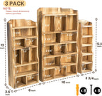 3 Pack Wood Shadow Box with 27 Compartment, 16" x 10" x 2.5" Rustic Cubby Display Shelf, Wall-Mounted Freestanding Floating Shelves, Decorative Collection Display for Figures, Curio
