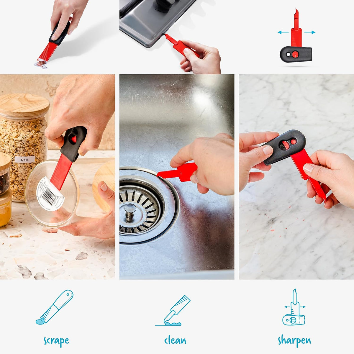 Dreamfarm Cleana Self-Sharpening Cleaning Scraper with Hook - Pack of 2