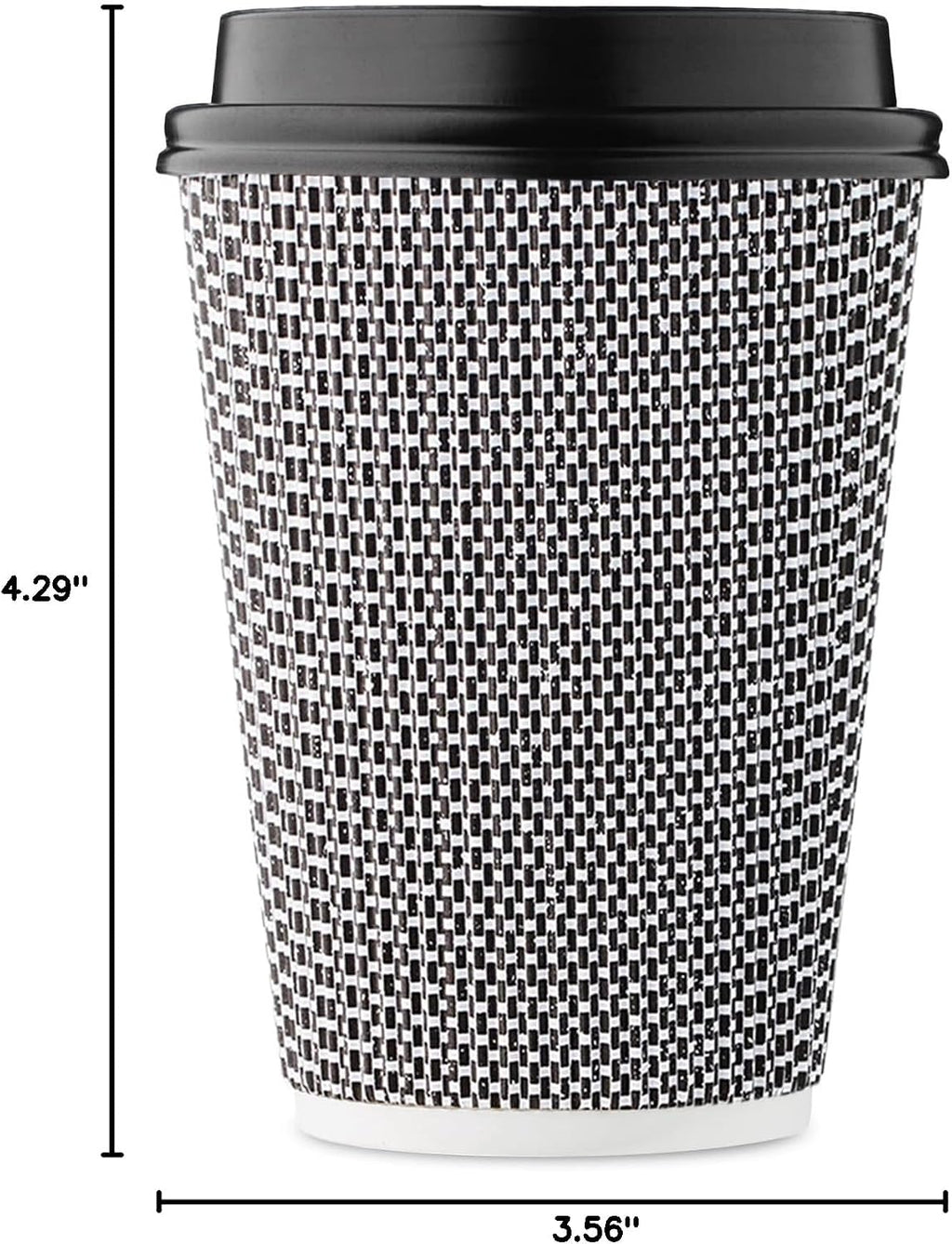 12 oz Disposable Paper Coffee Cups with Lids Insulated Double-Walled Togo
