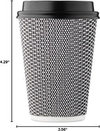 12 oz Disposable Paper Coffee Cups with Lids Insulated Double-Walled Togo