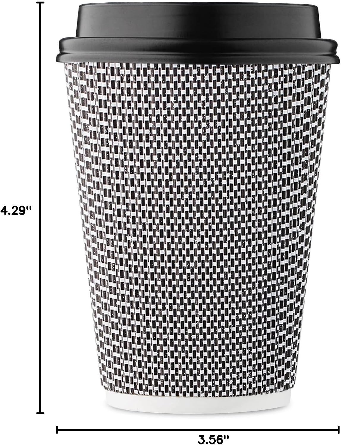 12 oz Disposable Paper Coffee Cups with Lids Insulated Double-Walled Togo