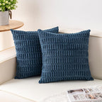 Pack of 2 Corduroy Decorative Throw Pillow Covers 18x18 InchSoft Boho Striped by Unknown
