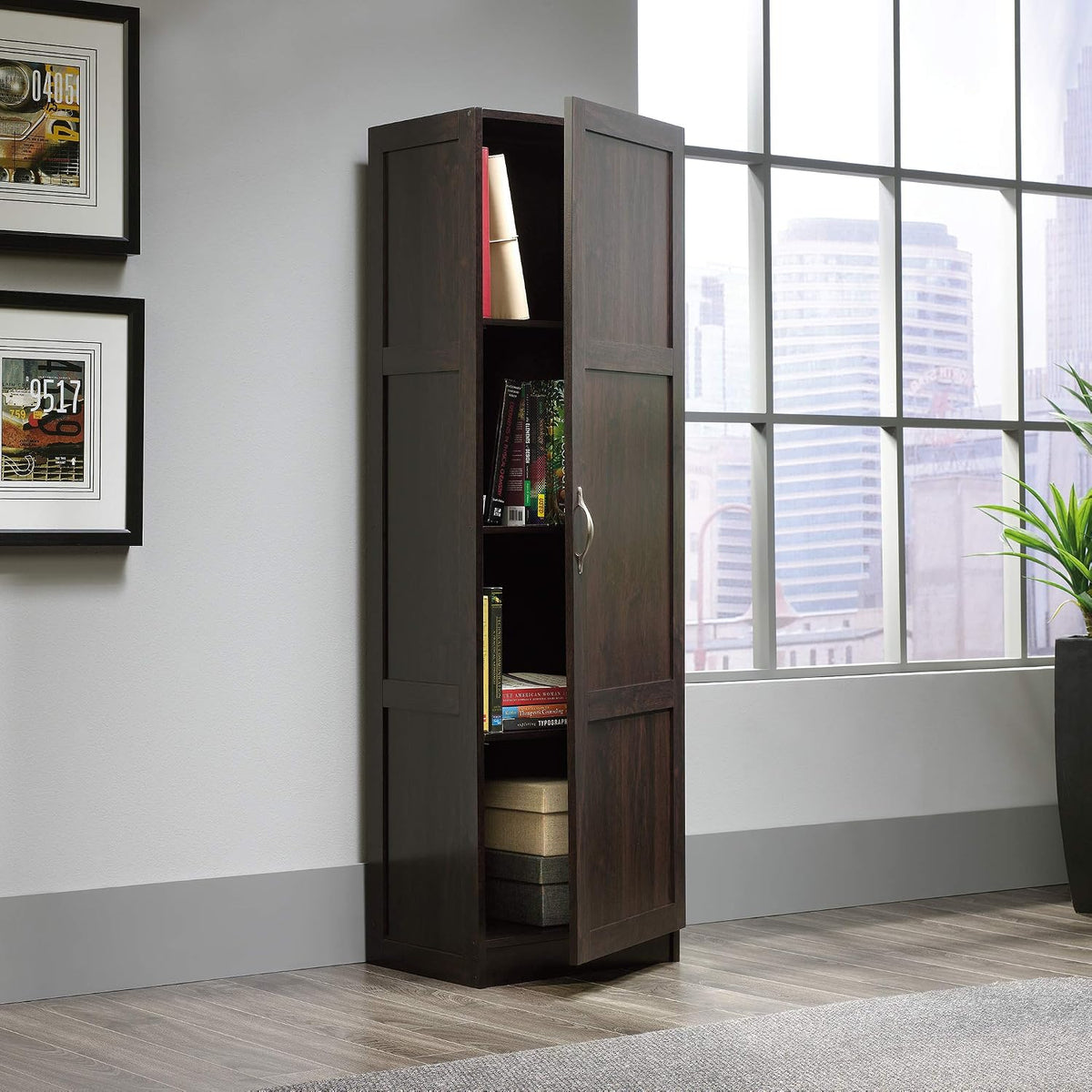 Sauder Miscellaneous Storage Storage Cabinet/ Pantry cabinets, Cinnamon Cherry finish