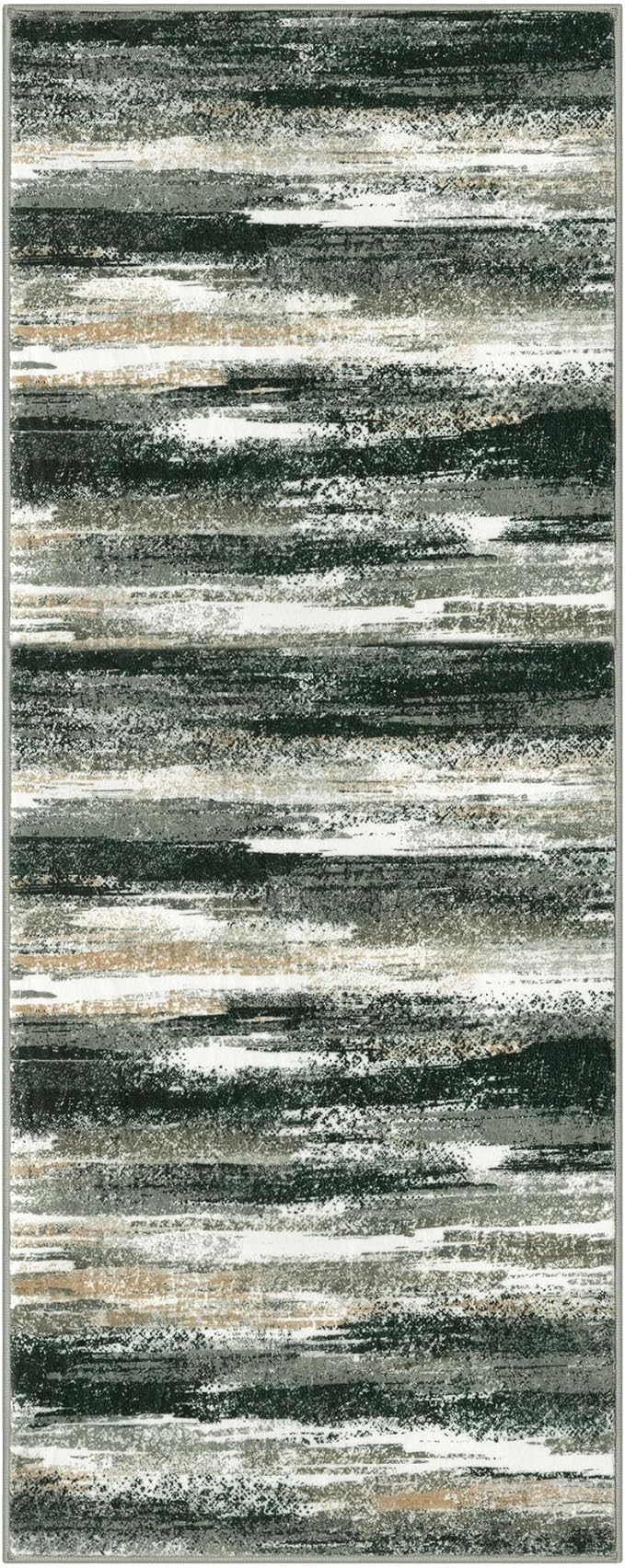 Lansny Modern Abstract Runner Rug 2x5, Forest Green Washable Entryway Kitchen - Image 9