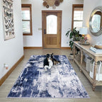 KOZYFLY Modern Abstract Area Rugs 5x7 Navy Blue Machine Washable Thin Rug - Image 6