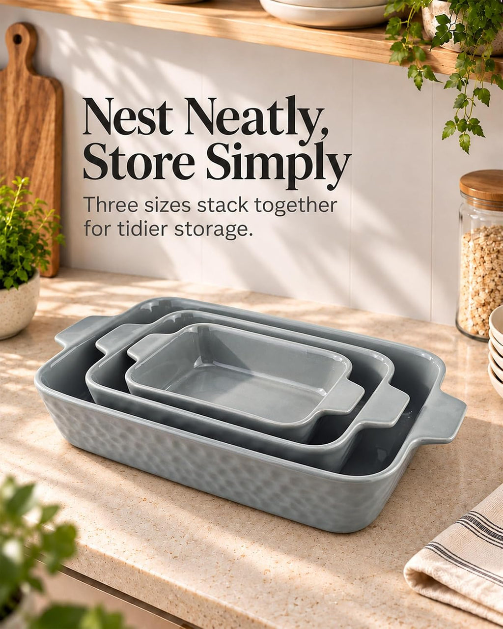 Casserole Dishes for Oven, Ceramic Baking Dish Set of 3