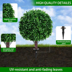 Yangrass 23" Artificial Boxwood Topiary Shrubs Set of 2 with Ground Spike