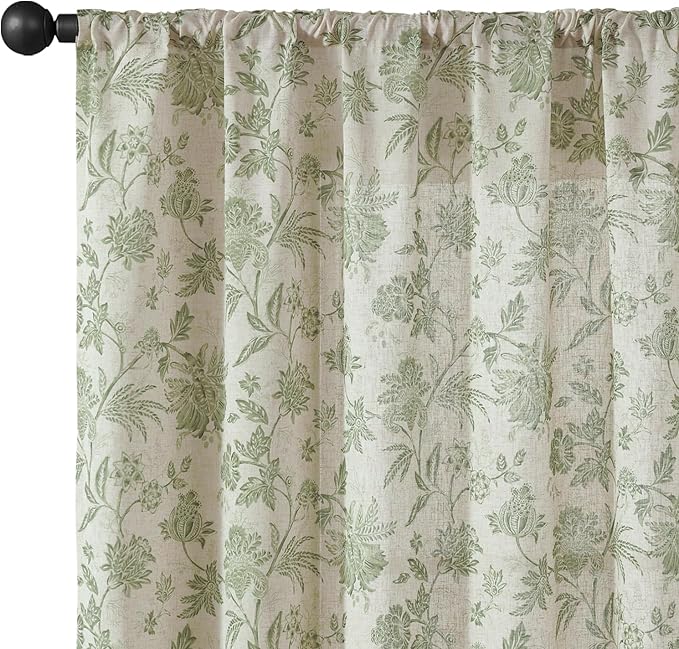jinchan Linen Floral Curtains for Living Room - Image 9