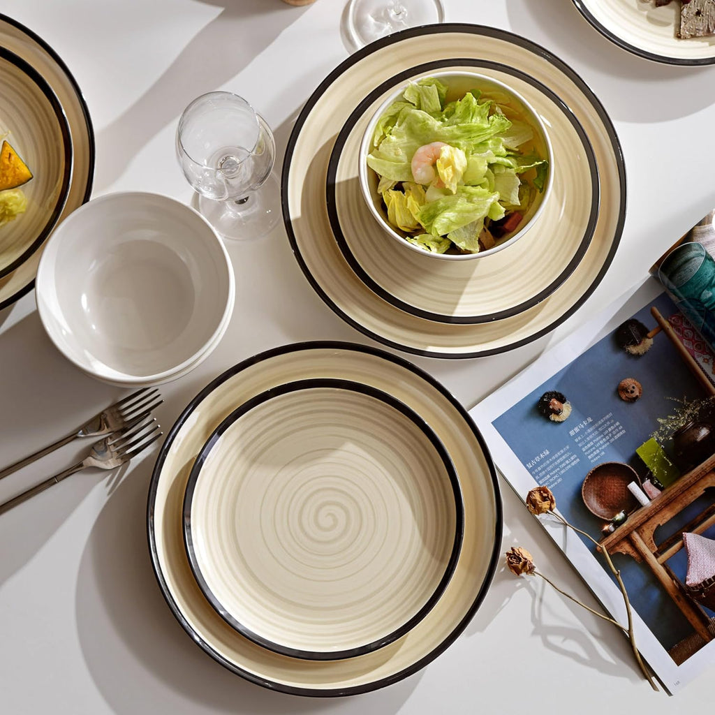 Melamine Dinnerware Set for 4, 12Pcs Dinner Dishes Set,Off White