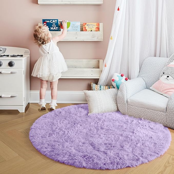 Amdrebio Light Purple Circle Round Rugs 4Ft - Image 2