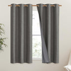 NICETOWN Grizzle Gray Vintage Linen 100% Blackout Curtains - Image 2