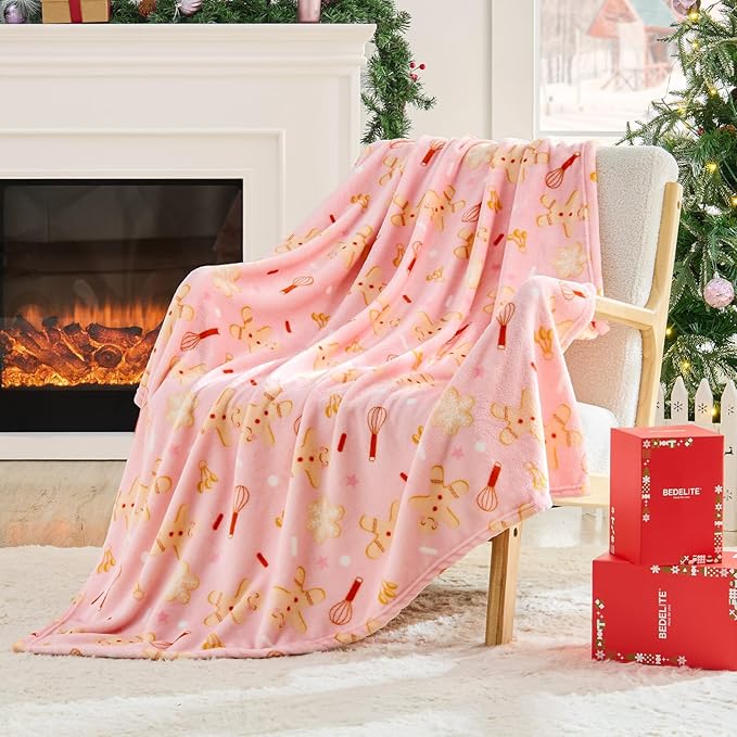 BEDELITE Pink Christmas Throw Blanket by BEDELITE
