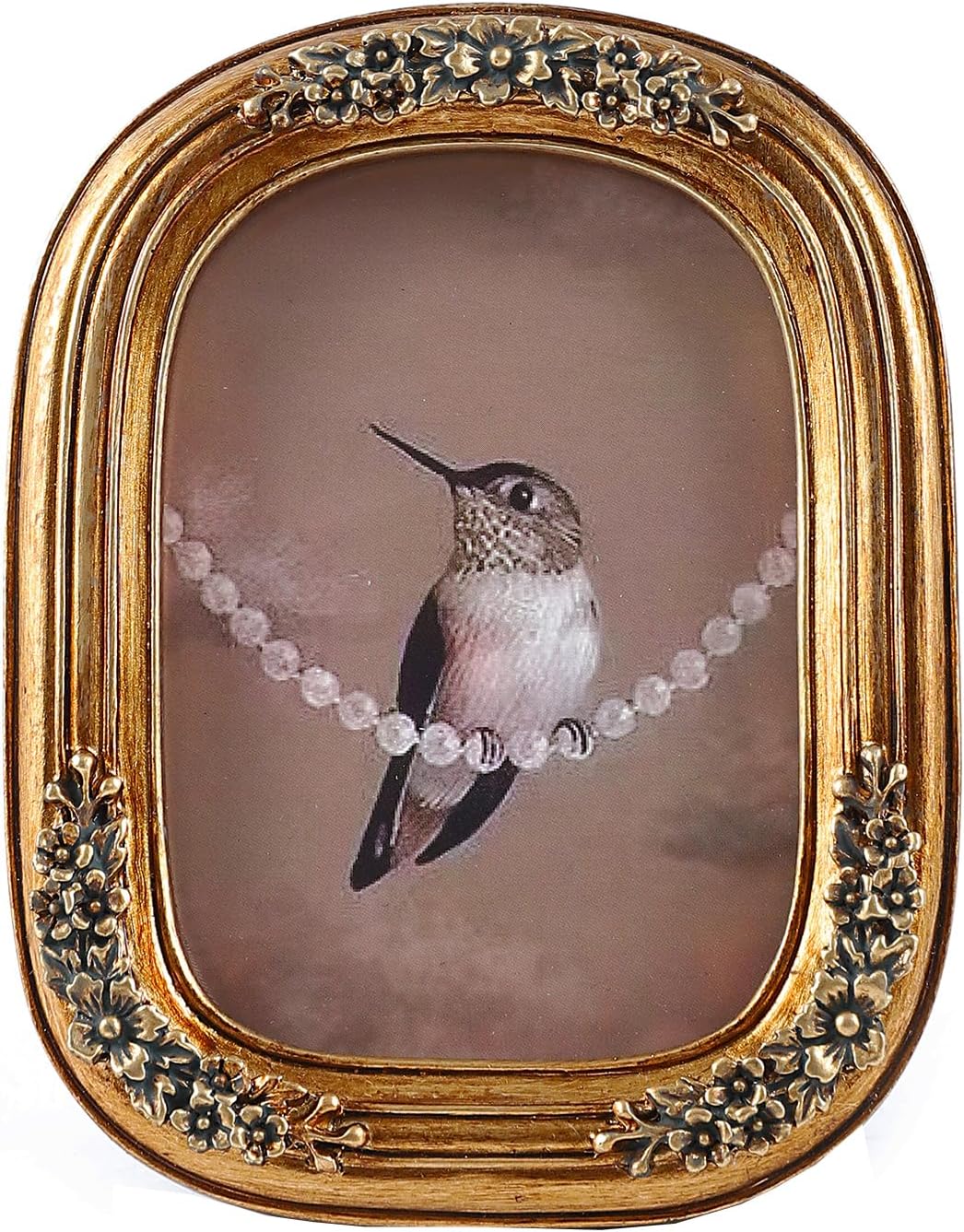SIKOO 2.5x3.5 Mini Vintage Picture Frames Antique Small Picture Frame Table Top and Wall Mount Display Embossed Floral Antique Home Decor, Bronze Gold