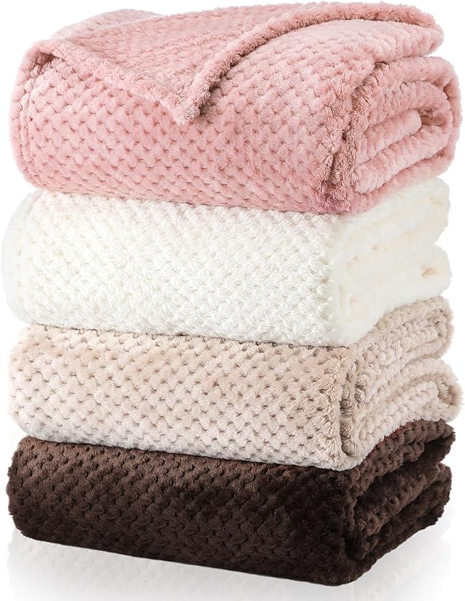 Newwiee 4 Pcs Flanne Fleece Throw Blanket by Newwiee