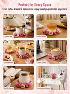 Crochet Flower Bouquet Coasters, Cotton Tulip Gifts for Home Decor 1Pc