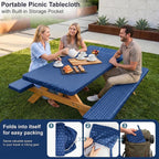 Picnic Table Cover with Bench Covers Camping Tablecloth Set with Pocket