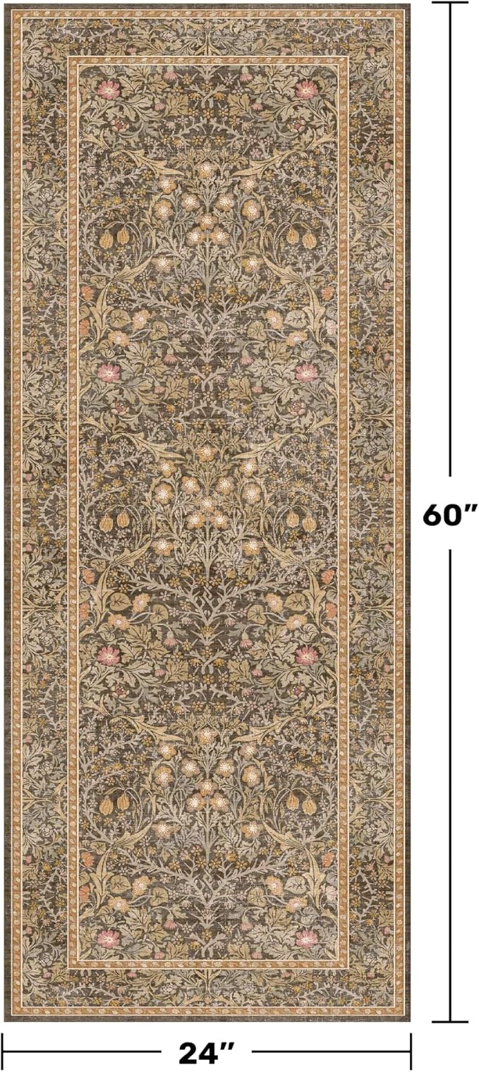 Hazo Haus Non Slip 2x5 Gold Brown Bathroom Runner Rug - Image 2