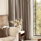 Chocolate Brown Linen Curtain 108 inch Length 2 Panels Back Tab Light Filtering - Image 5
