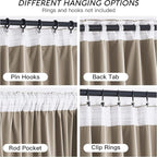 RYB HOME Camel Beige Velvet Curtains 72 inches Length - Image 2