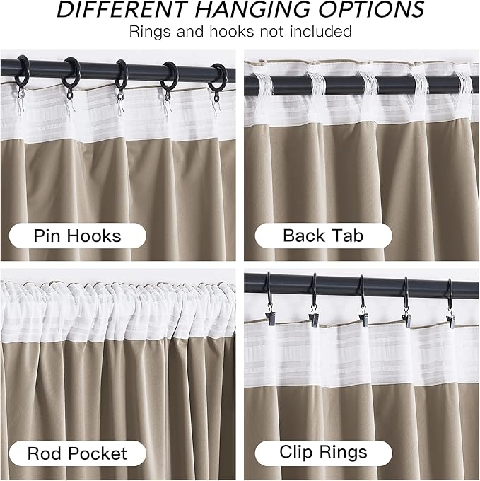 RYB HOME Camel Beige Velvet Curtains 90 inches, Soft Durable Drapes Room - Image 4