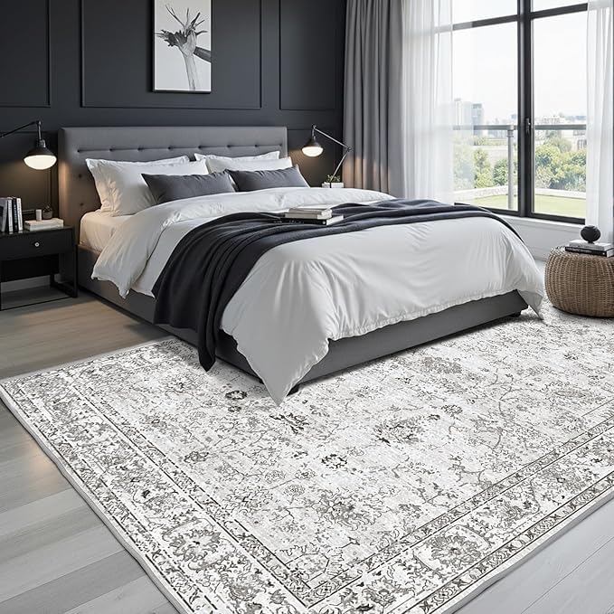 Washable Area Rug 8x10 Gray, Large Soft Rugs - Image 3