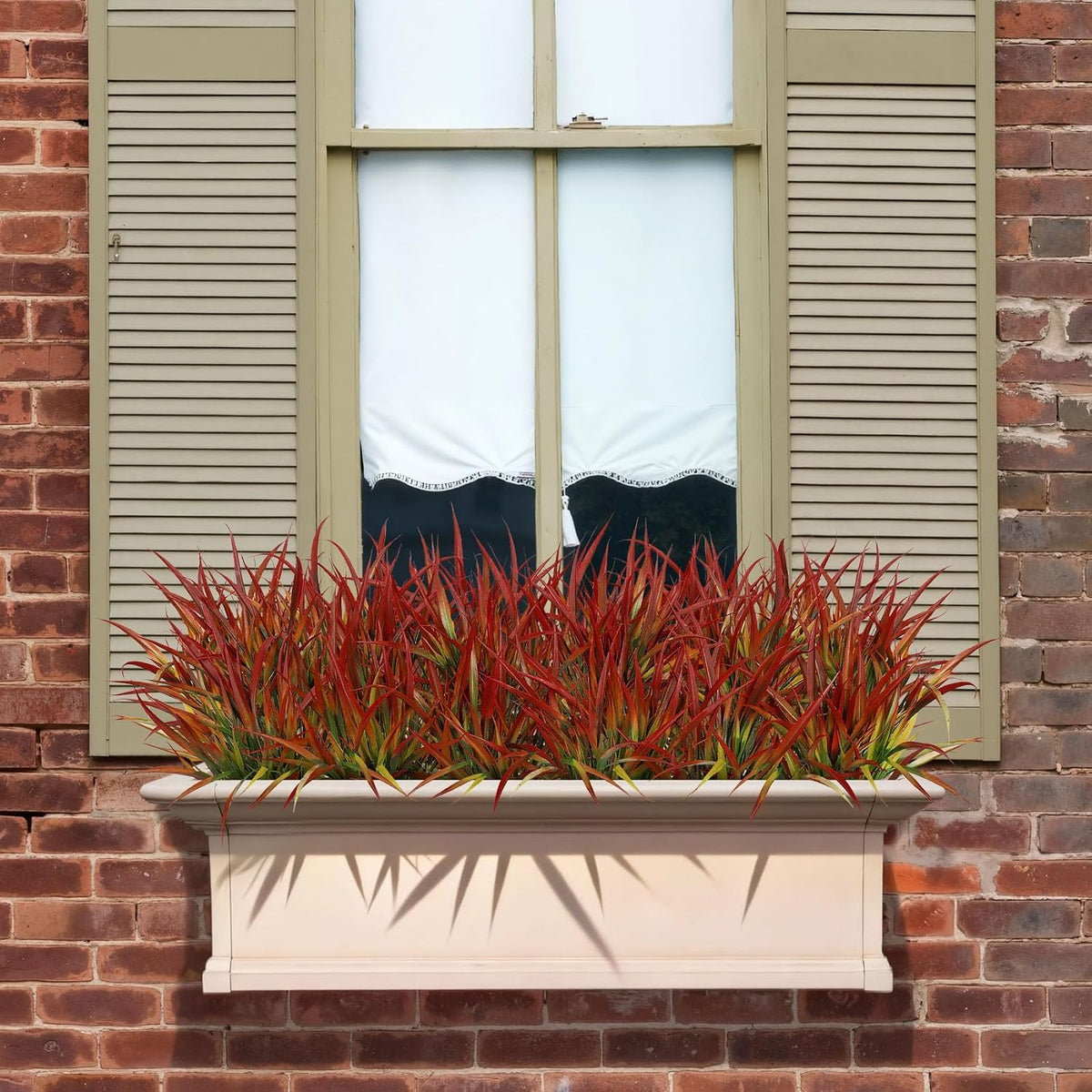 16 Pcs Artificial Plants Outdoor Fake Grass Fall Stems, Red