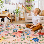 Area Rug Living Room Rugs: Floral 4x6 Washable Rug Vintage Soft Boho Non-Slip - Image 8