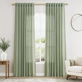 Nanspringt Light Sage Linen Semi Sheer Curtains 80 Inch Length by Nanspring