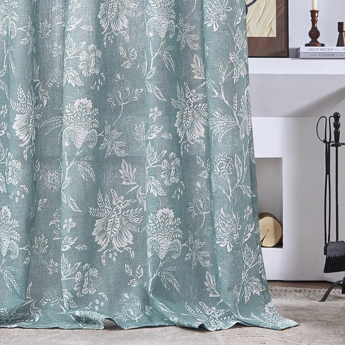 jinchan Linen Floral Curtains for Living Room, 84 Inch Length Curtains - Image 9
