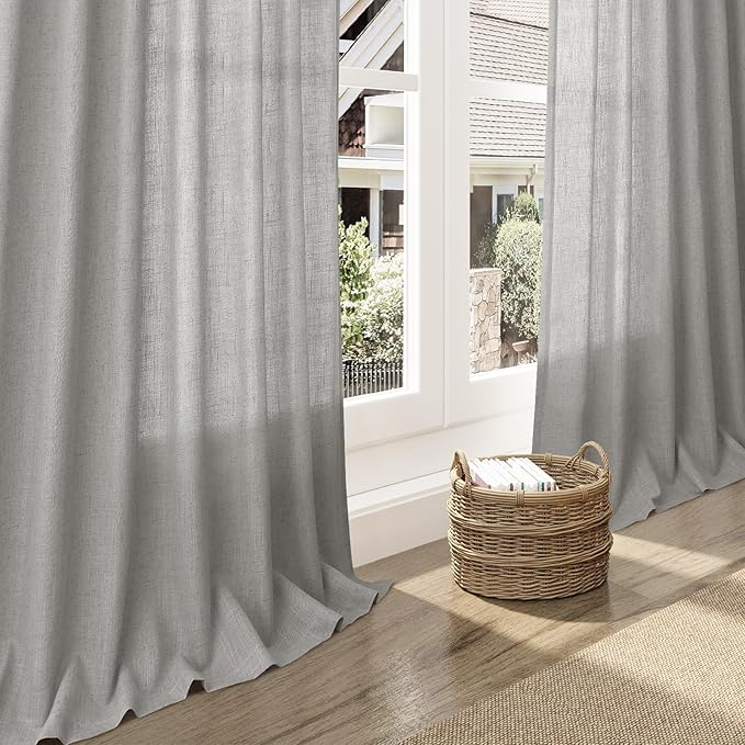 Nanspring Light Gray Linen Curtains 96 Inches Long - Image 5