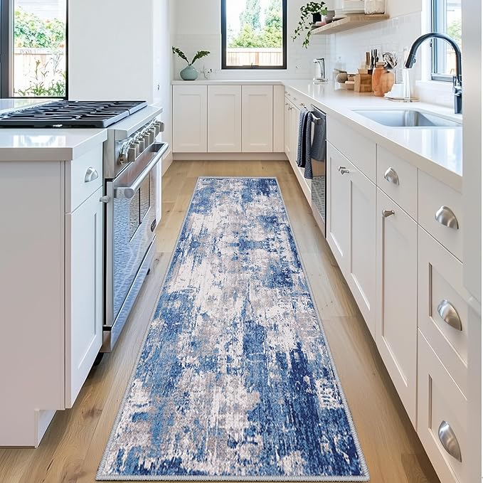 Washable Area Rugs 2'x6' Non-Slip Modern Abstract Soft by RELEANY