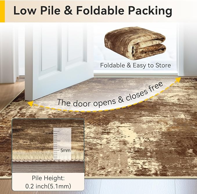 Washable Area Rugs 9'x12' Non-Slip Modern Abstract Soft - Image 6