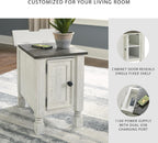 Signature Design by Ashley 1-Piece Chairside End Table, White/Gray