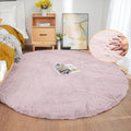 ORINOVA Pink Fluffy Round Rugs 6ft Large Circle Washable Faux Rabbit Shaggy Fur by ORINOVA