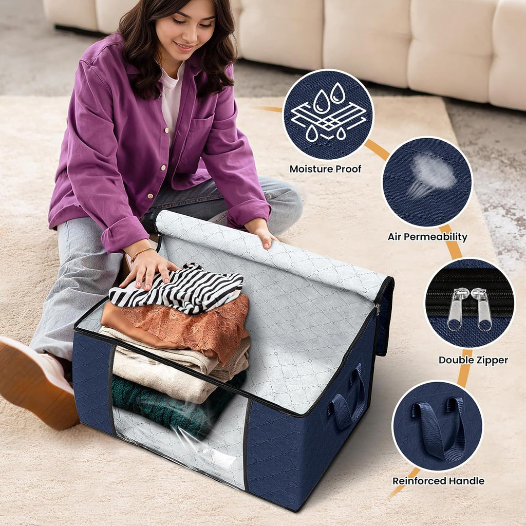 Fab totes 6 Pack Storage Bags for Clothes Blanket Storage Bins with Lids