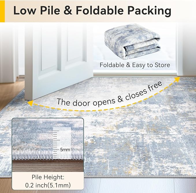 Washable Area Rugs 9'x12' Non-Slip Modern Abstract Soft - Image 8