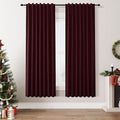 Burgundy 100% Blackout Linen Curtains 72 Inch Length 2 Panels Set by Guken