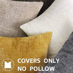 decorUhome Summer Mustard Yellow Chenille Euro Sham Throw Pillow Covers 22x22 - Image 8