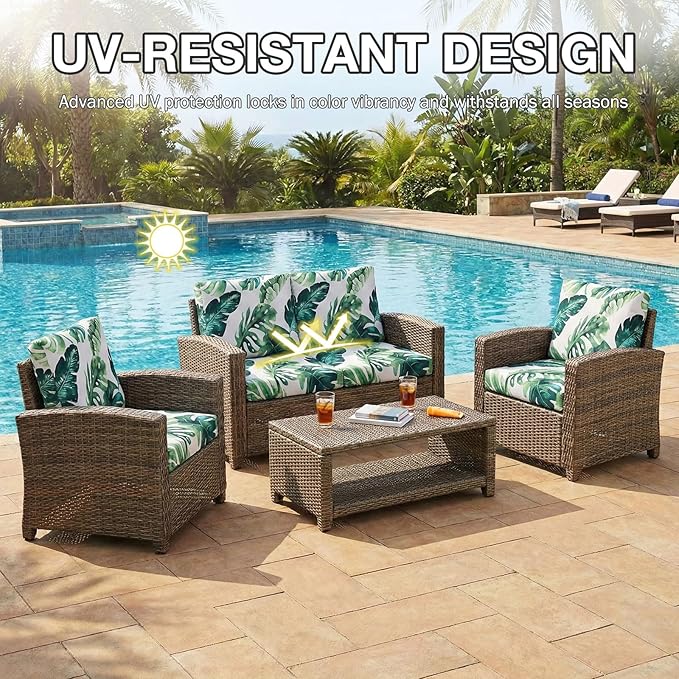 hyha 4Pcs Patio Cushion Covers, Stretch Outdoor Couch Cushion Covers, Washable - Image 6