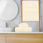 GLAMBURG Ultra Soft 8-Piece Towel Set - 100% Pure Ringspun Cotton, Contains 2 Oversized Bath Towels 27x54, Hand 16x28, 4 Wash Cloths 13x13 Ideal for Everyday use, Hotel & Spa Ivory Cream