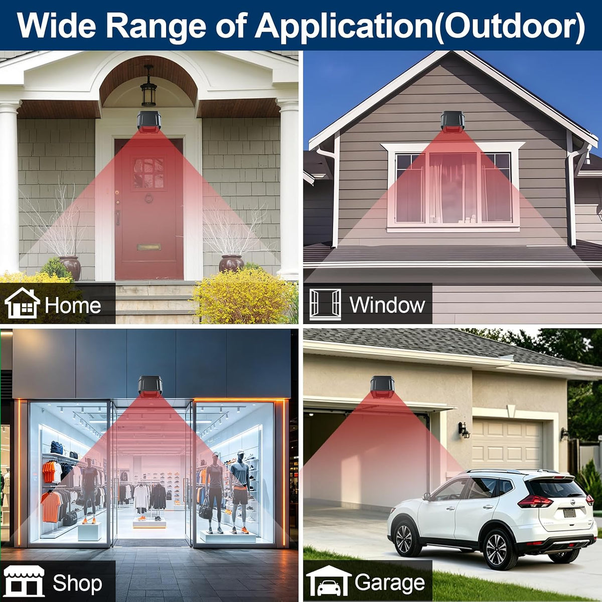 Outdoor Home Security Door/Window Alarm System-1 WiFi Hub + 4 Sensors